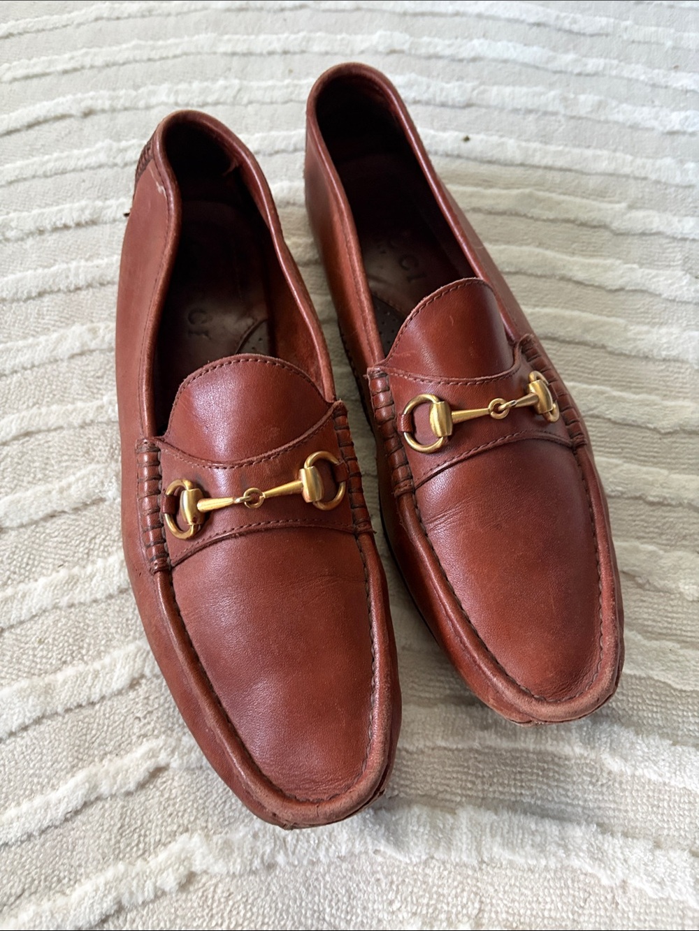 Gucci Men's Tan Leather Horsebit Loafers